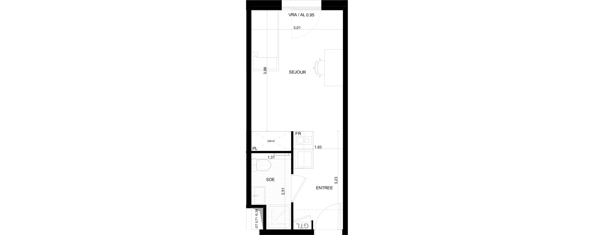 Appartement T1 meubl&eacute; de 20,82 m2 &agrave; Marseille Ch&acirc;teau gombert (13eme)