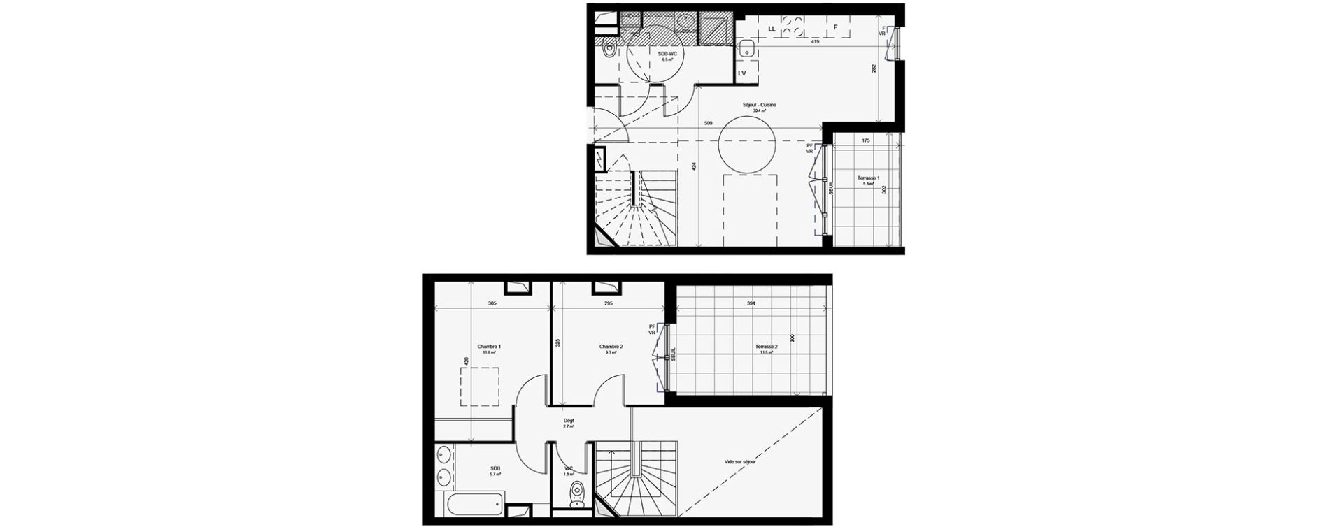 Duplex T3 de 68,00 m2 &agrave; Marseille Saint-barnab&eacute; (12eme)