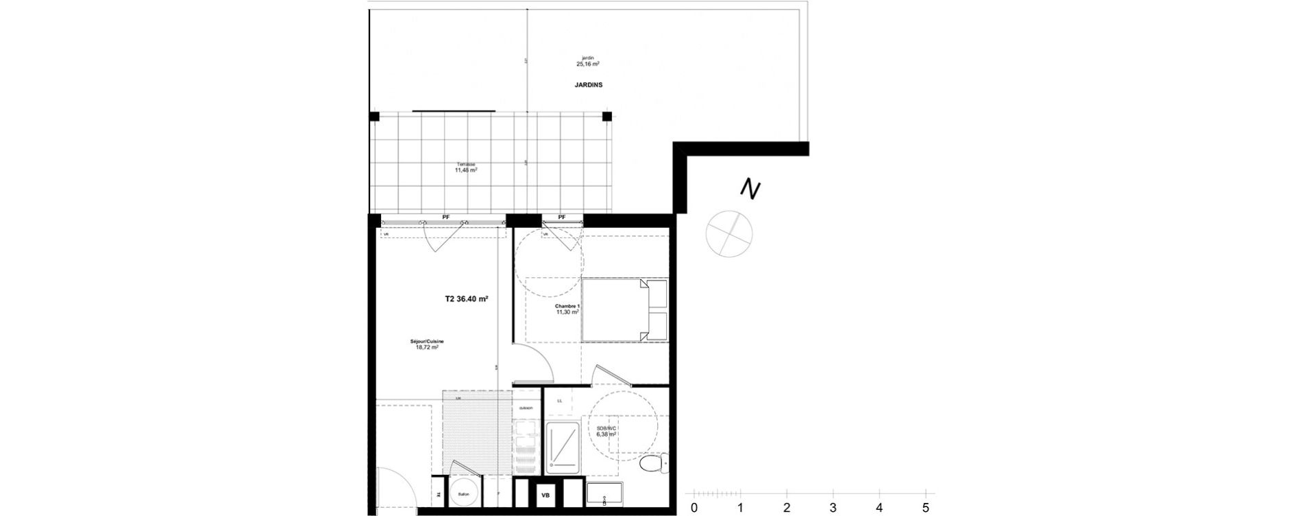 Appartement T2 de 36,40 m2 &agrave; Marseille Croix-rouge (13eme)
