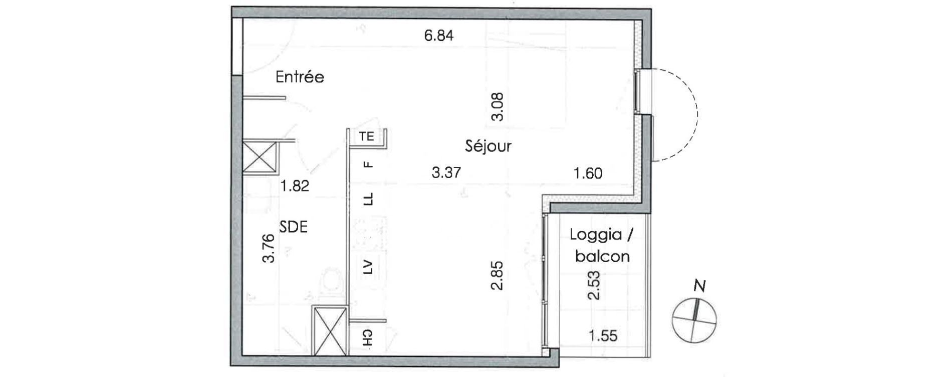 Studio de 34,57 m2 &agrave; Marseille Les trois-lucs (12eme)