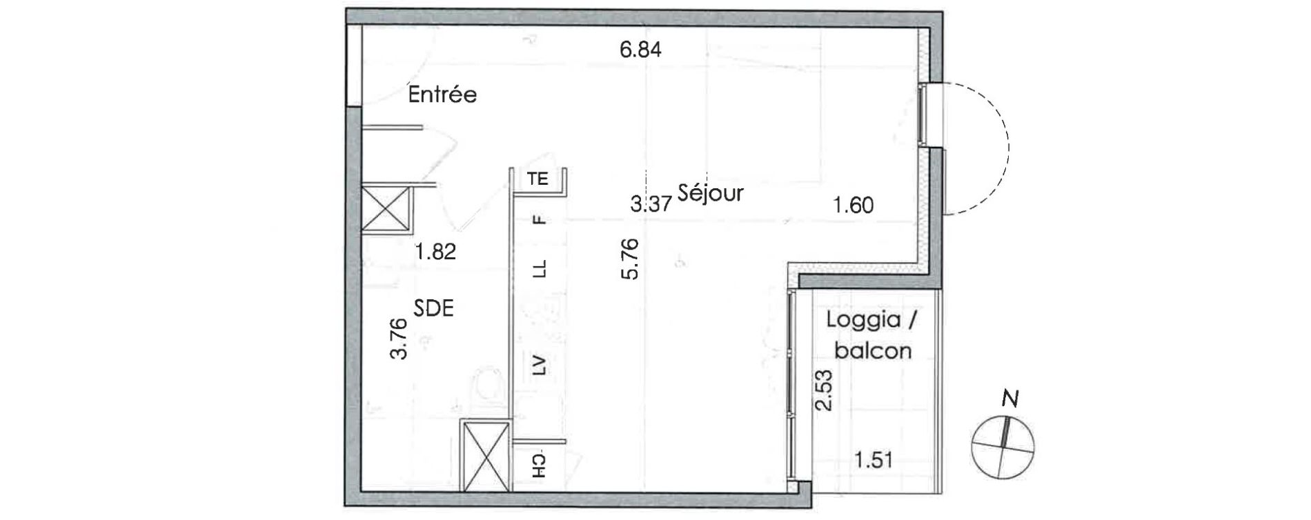 Studio de 33,29 m2 &agrave; Marseille Les trois-lucs (12eme)