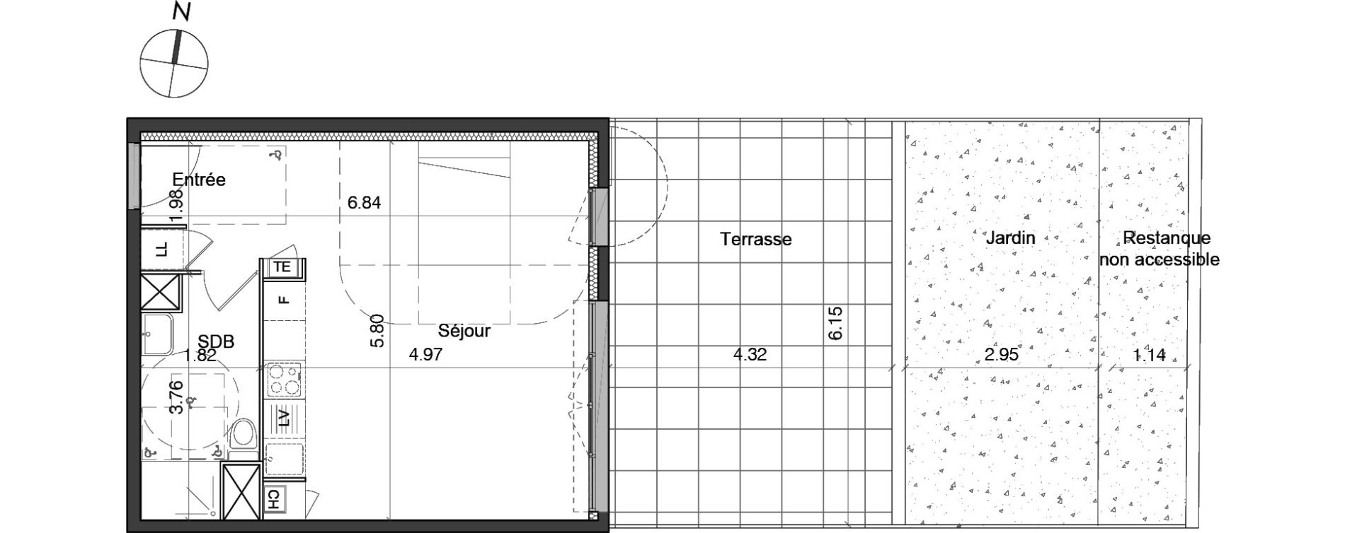 Studio de 38,11 m2 &agrave; Marseille Les trois-lucs (12eme)