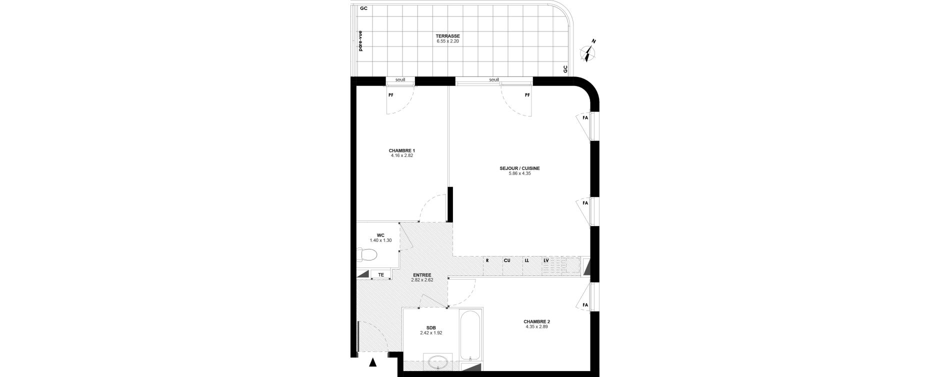 Appartement T3 de 60,73 m2 &agrave; Marseille Saint-henri (16eme)