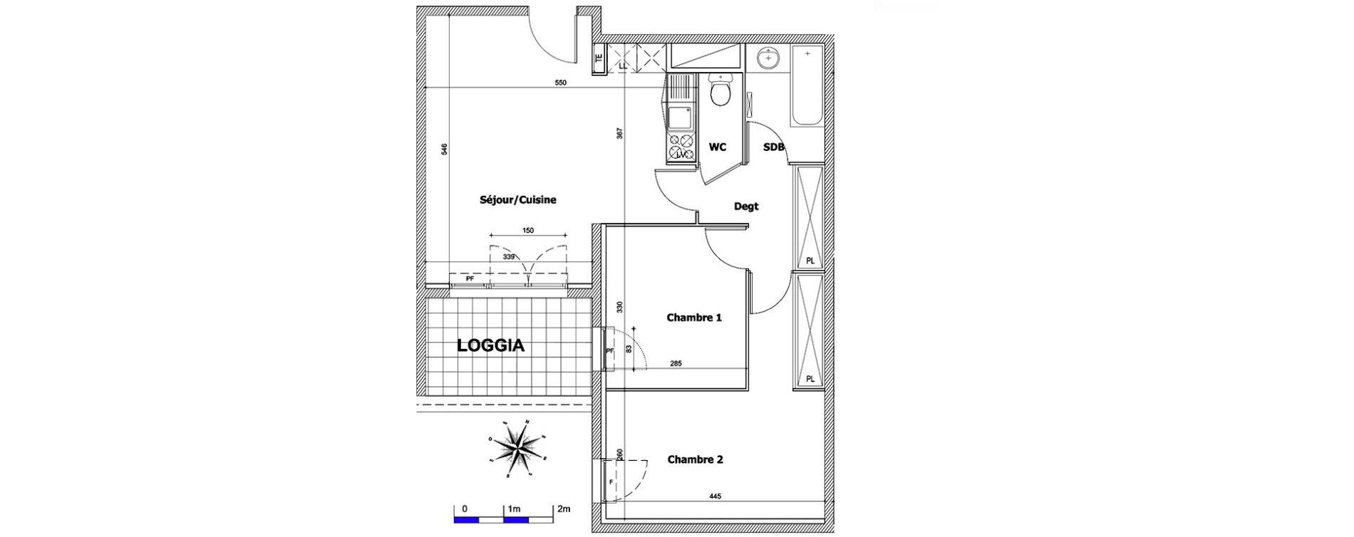 Appartement T3 de 60,50 m2 &agrave; Marseille La cabucelle (15eme)