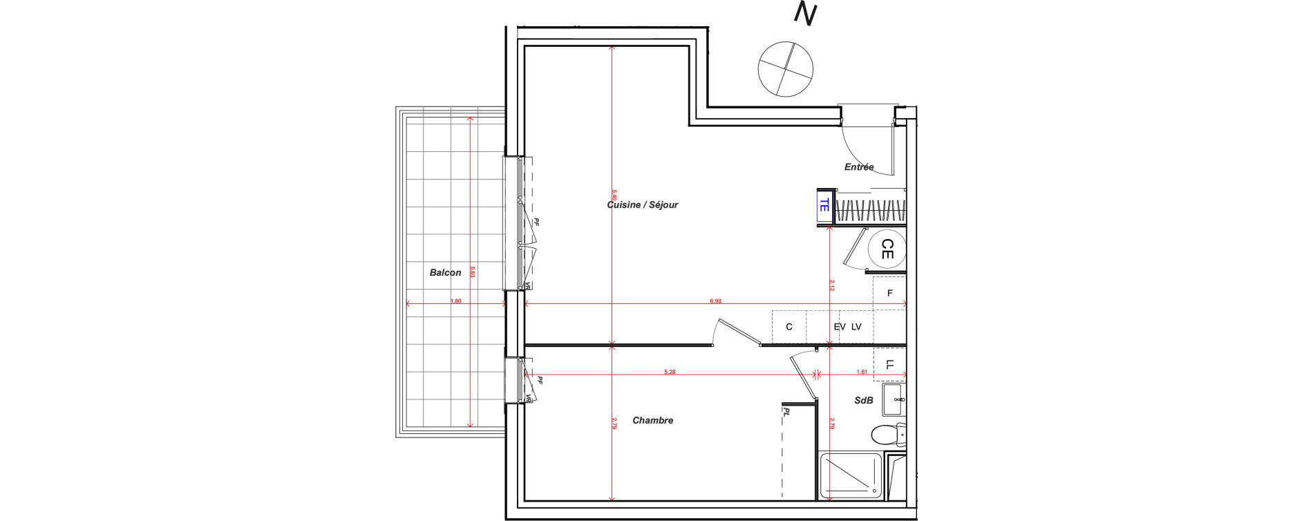 Appartement T2 de 50,23 m2 &agrave; Meyreuil Centre