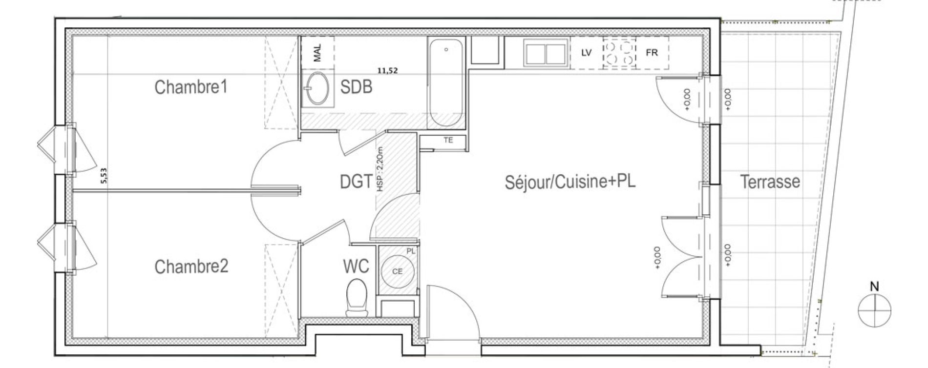 Appartement T3 de 60,84 m2 &agrave; Meyreuil Ballon