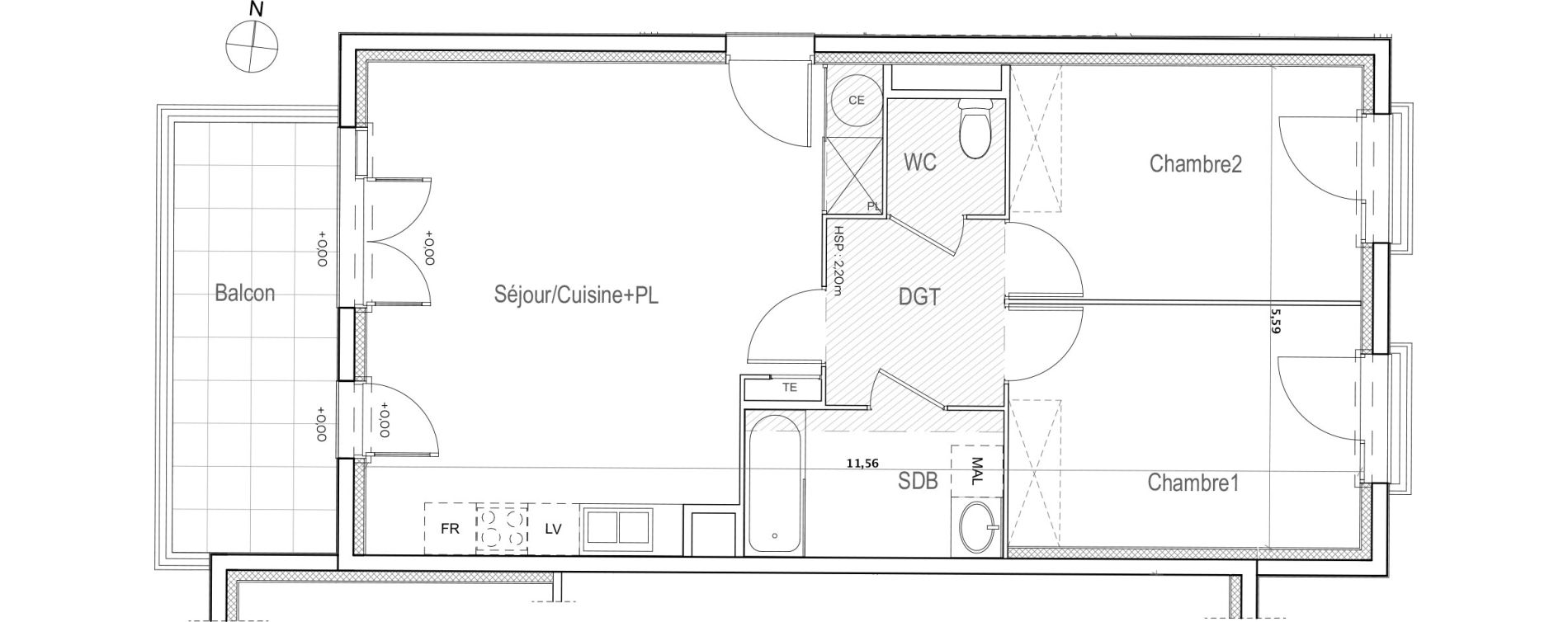 Appartement T3 de 63,40 m2 &agrave; Meyreuil Ballon