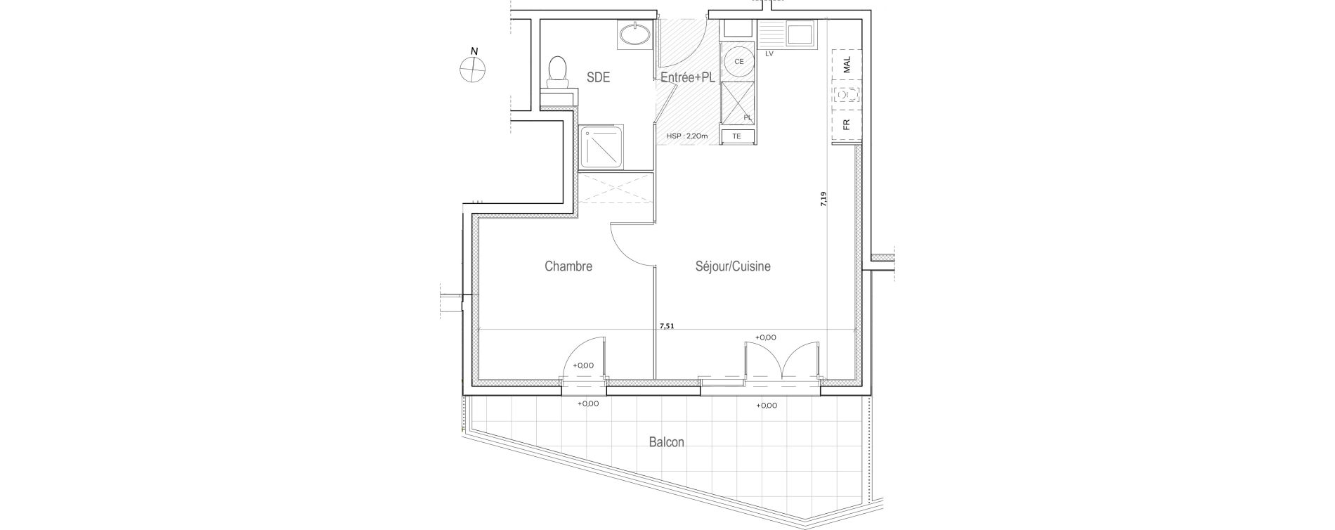 Appartement T2 de 46,32 m2 &agrave; Meyreuil Ballon