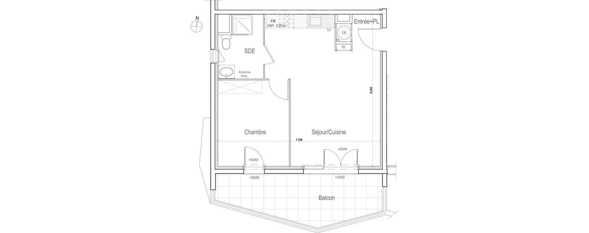 Appartement T2 de 45,66 m2 &agrave; Meyreuil Ballon