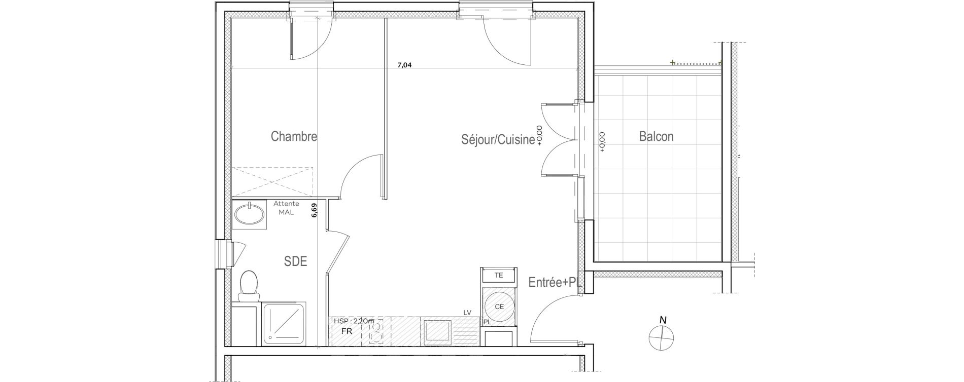 Appartement T2 de 45,51 m2 &agrave; Meyreuil Ballon