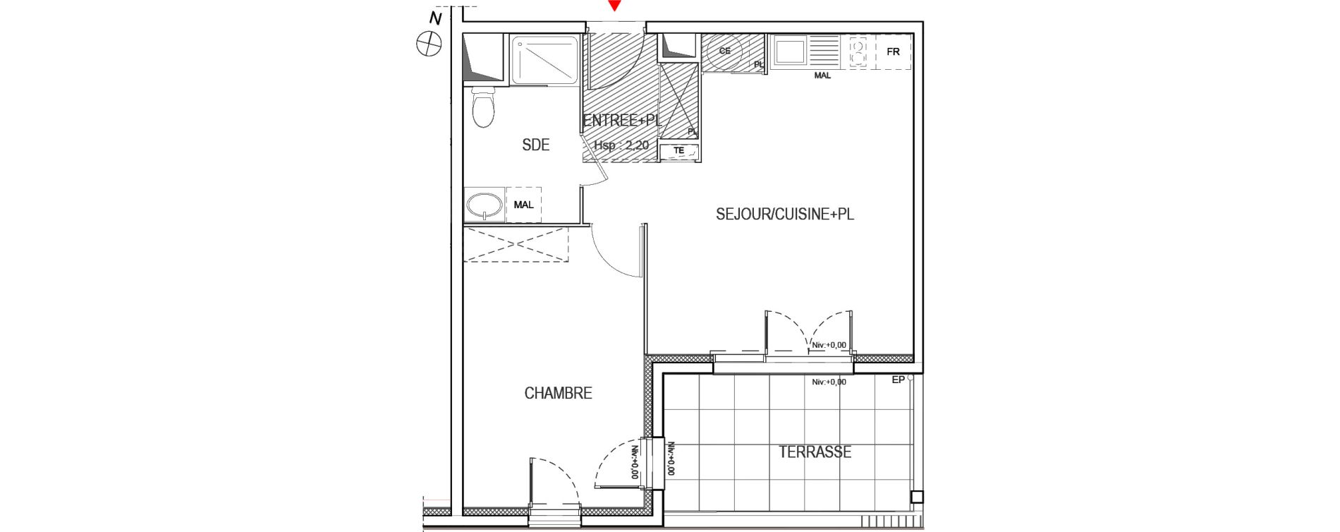 Appartement T2 de 48,37 m2 &agrave; Meyreuil Ballon