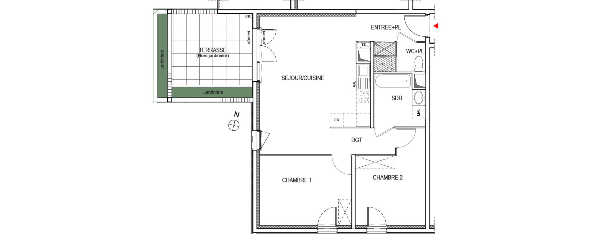 Appartement T3 de 68,77 m2 &agrave; Meyreuil Ballon