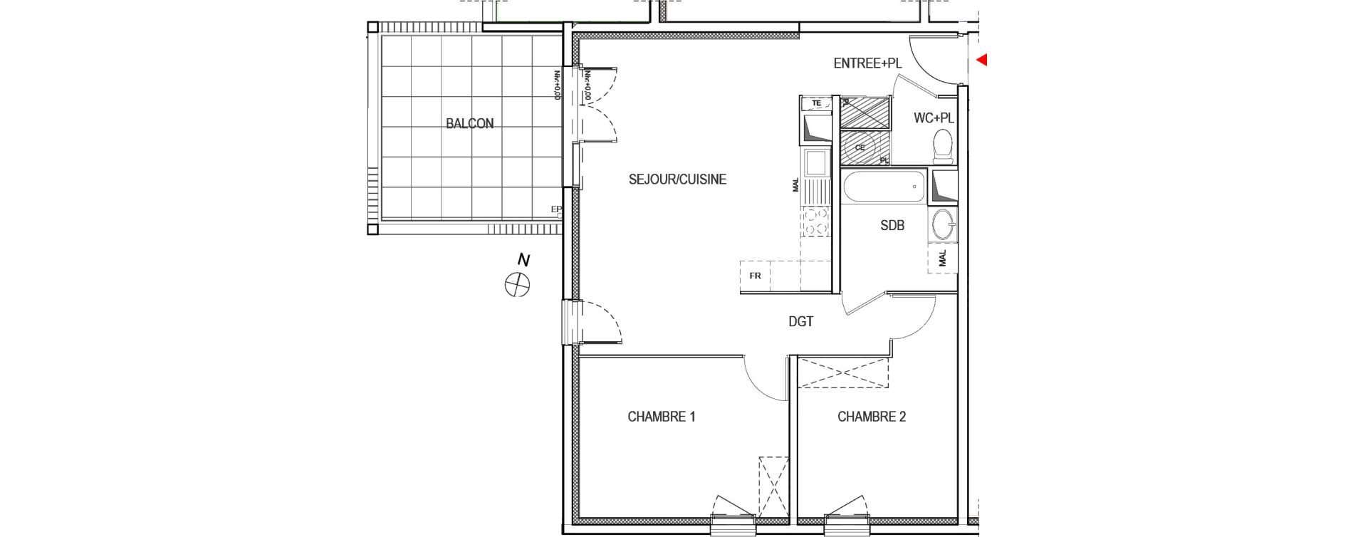 Appartement T3 de 68,77 m2 &agrave; Meyreuil Ballon