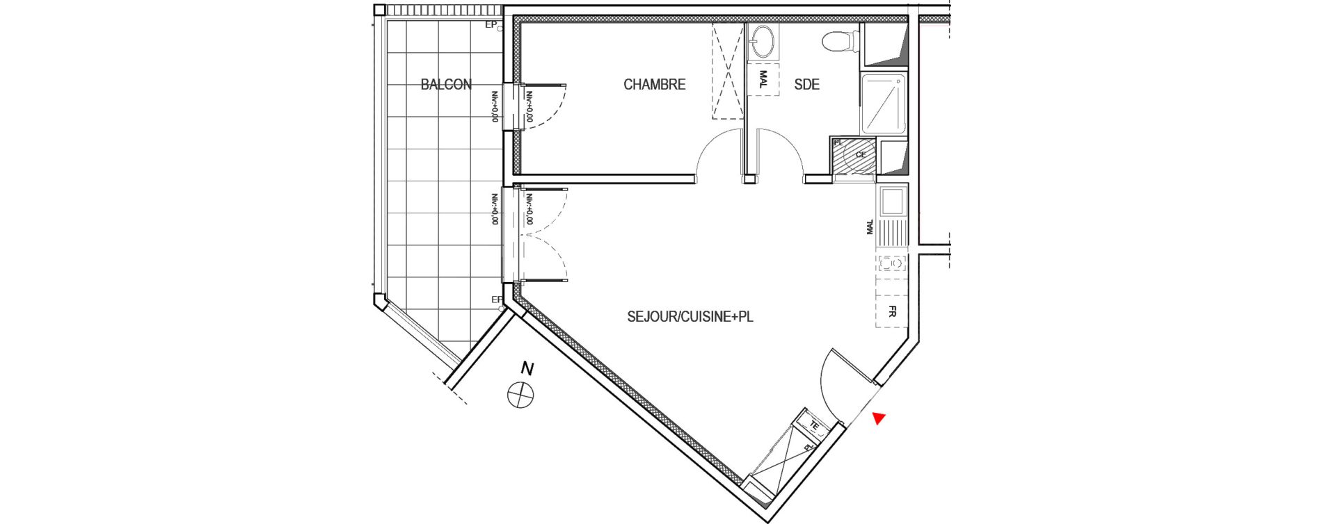 Appartement T2 de 49,22 m2 &agrave; Meyreuil Ballon