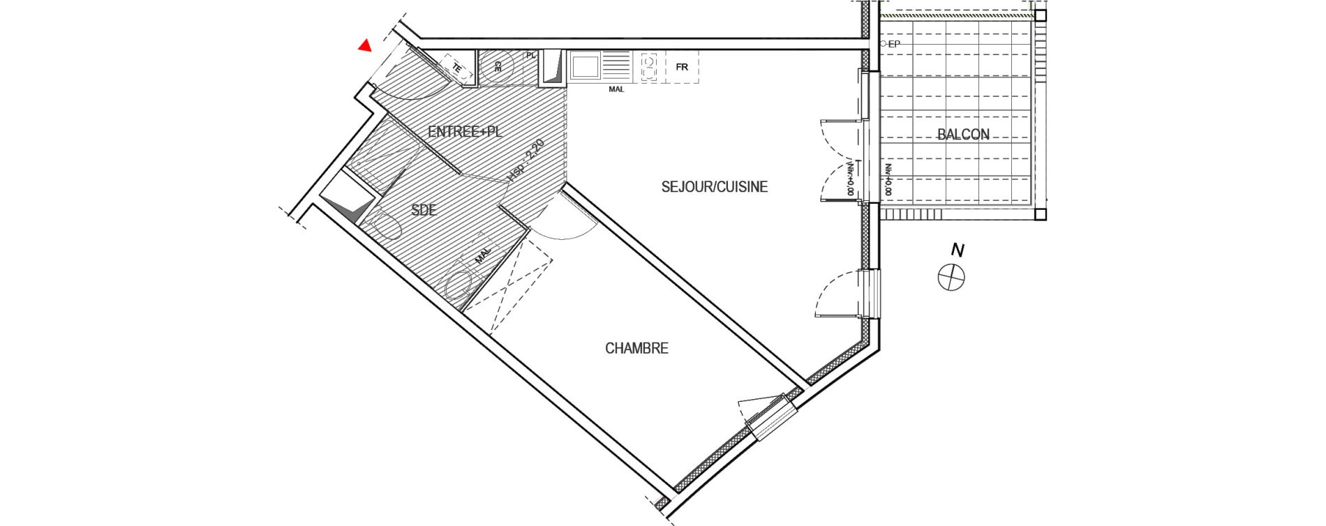 Appartement T2 de 52,02 m2 &agrave; Meyreuil Ballon