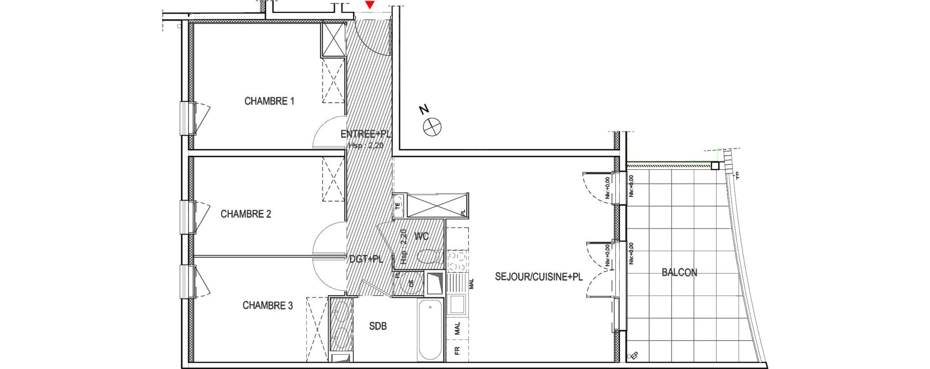 Appartement T4 de 78,46 m2 &agrave; Meyreuil Ballon
