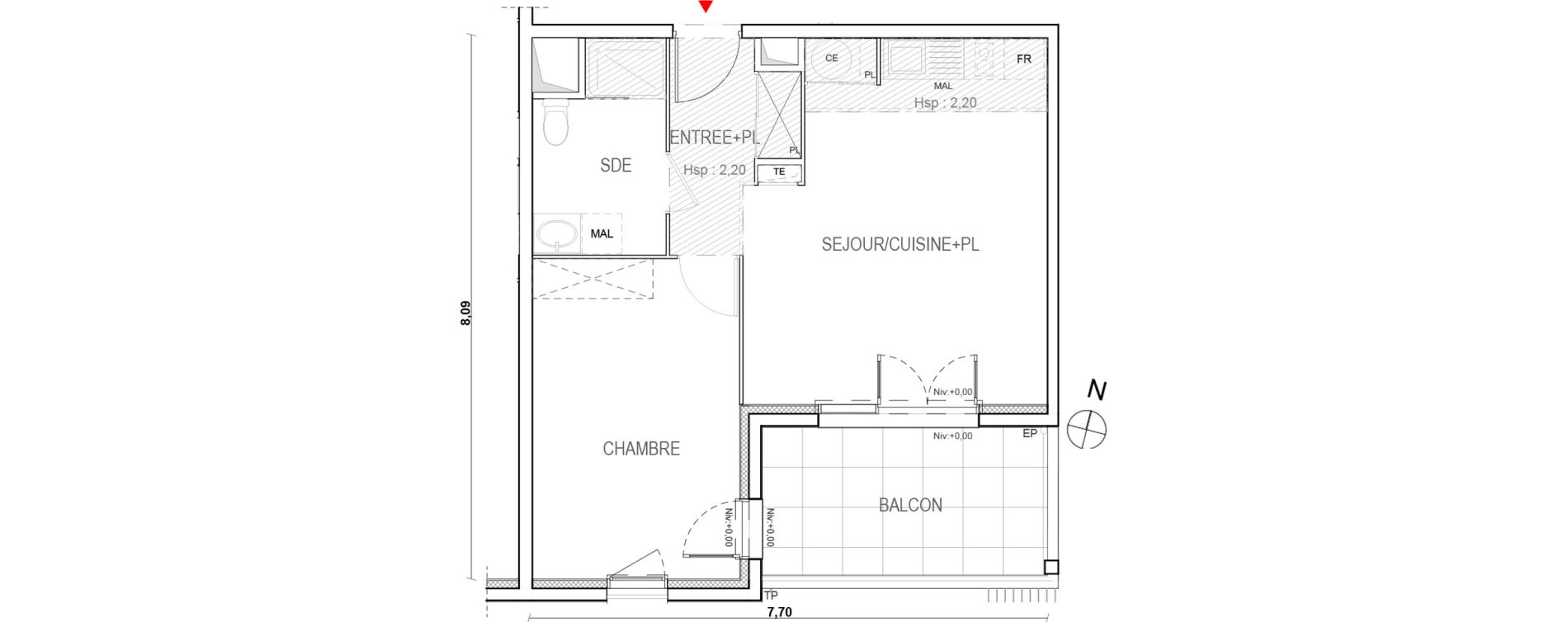Appartement T2 de 48,37 m2 &agrave; Meyreuil Ballon