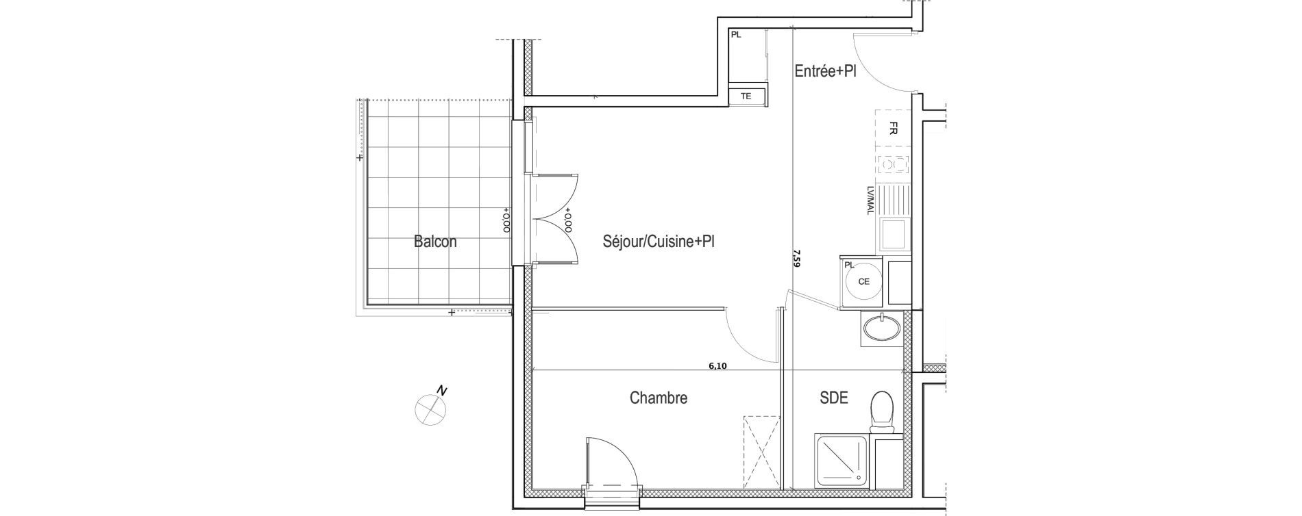 Appartement T2 de 41,13 m2 &agrave; Meyreuil Ballon