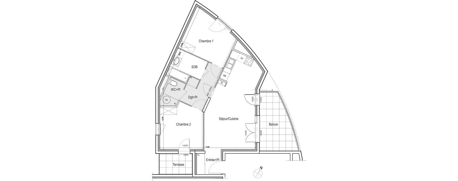 Appartement T3 de 65,79 m2 &agrave; Meyreuil Ballon