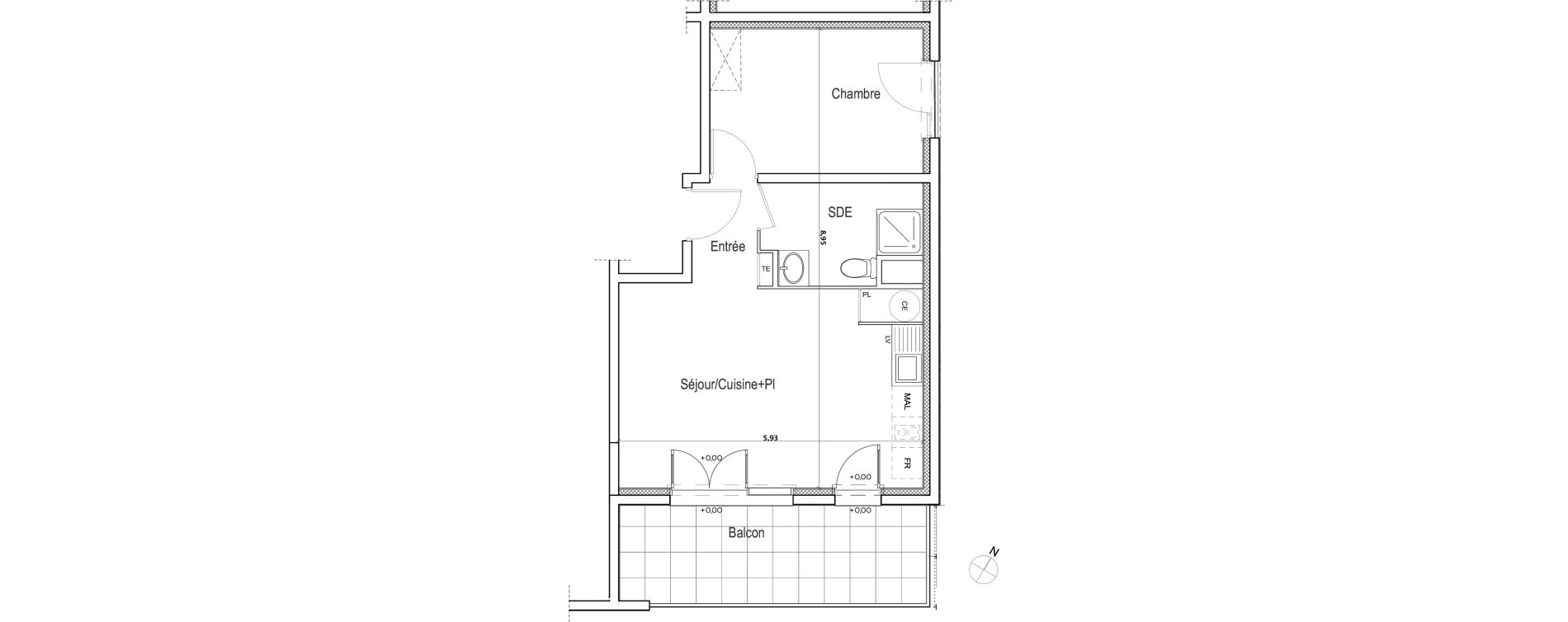 Appartement T2 de 43,06 m2 &agrave; Meyreuil Ballon