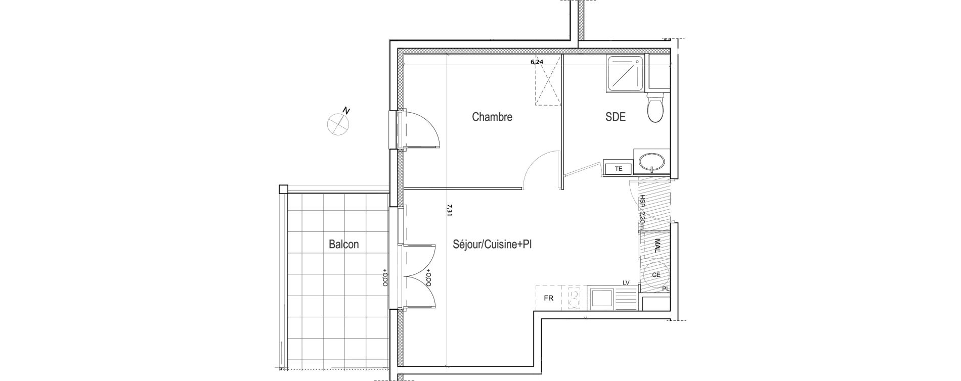 Appartement T2 de 39,91 m2 &agrave; Meyreuil Ballon