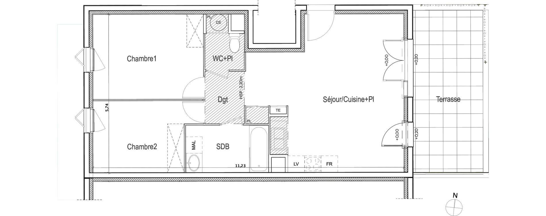 Appartement T3 de 59,39 m2 &agrave; Meyreuil Ballon