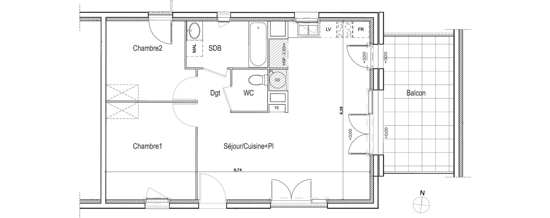 Appartement T3 de 62,06 m2 &agrave; Meyreuil Ballon