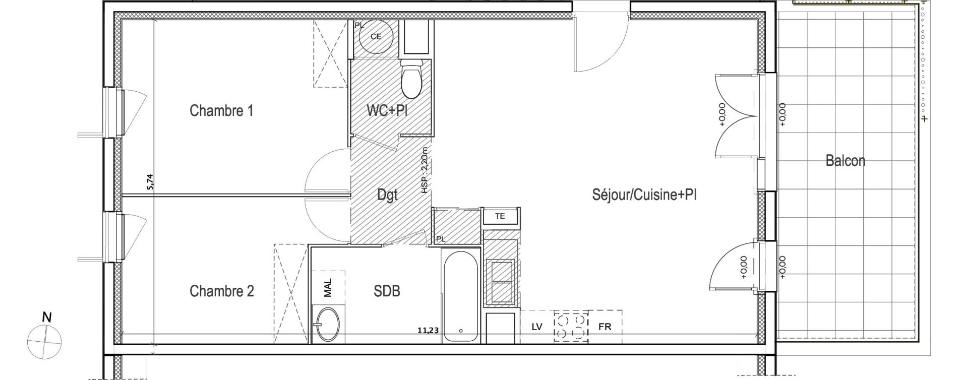 Appartement T3 de 62,35 m2 &agrave; Meyreuil Ballon