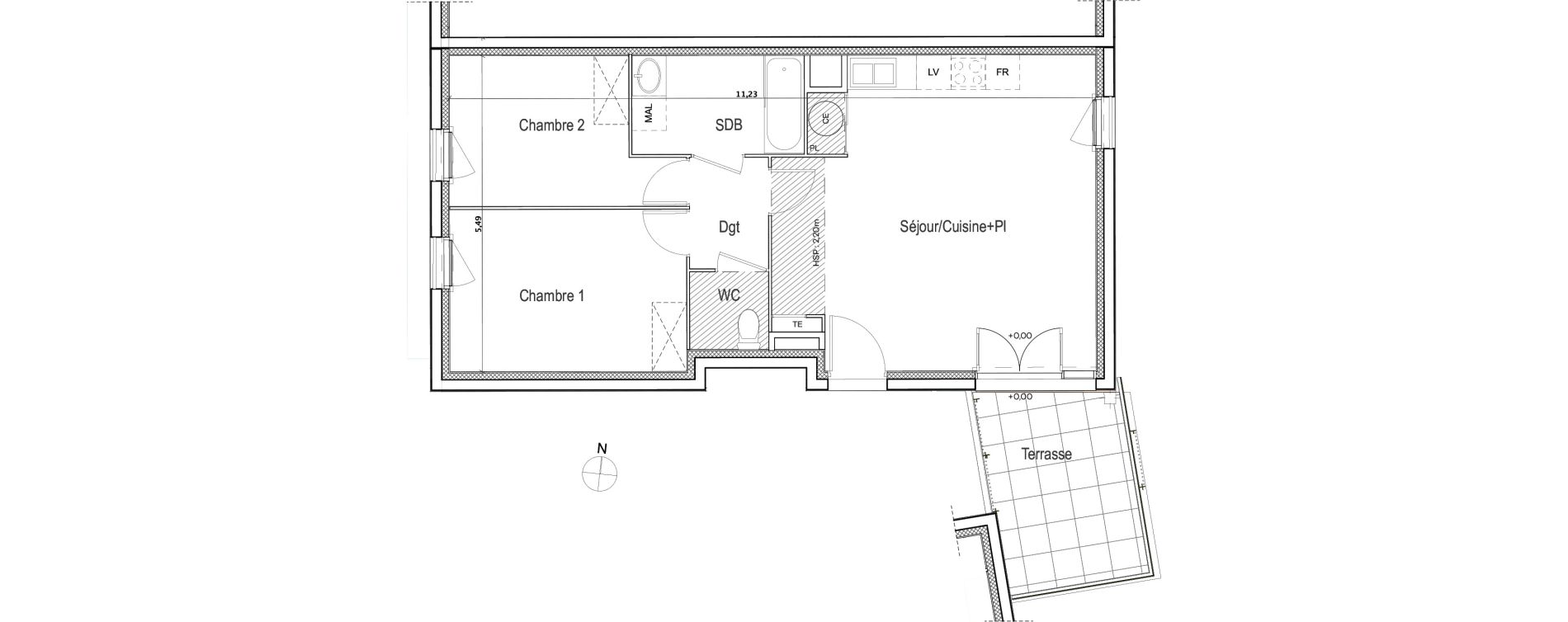 Appartement T3 de 58,79 m2 &agrave; Meyreuil Ballon