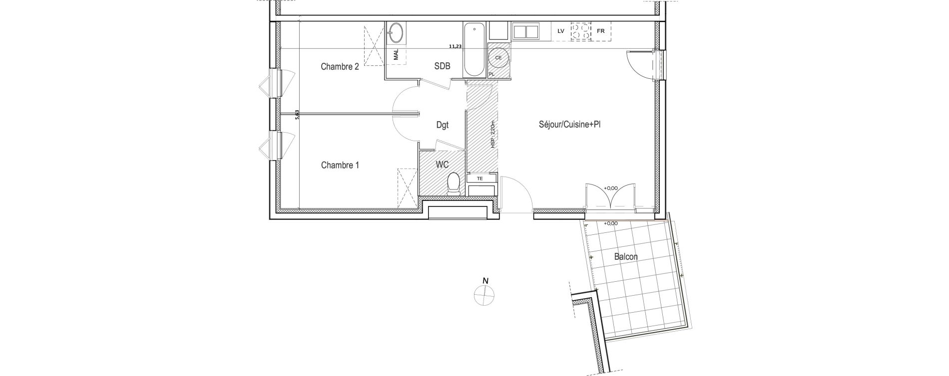 Appartement T3 de 60,25 m2 &agrave; Meyreuil Ballon