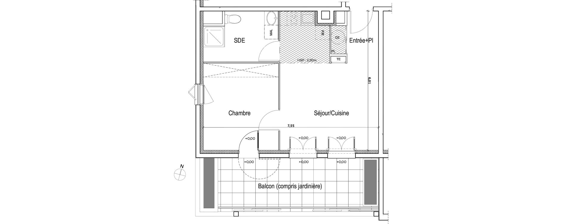 Appartement T2 de 43,05 m2 &agrave; Meyreuil Centre