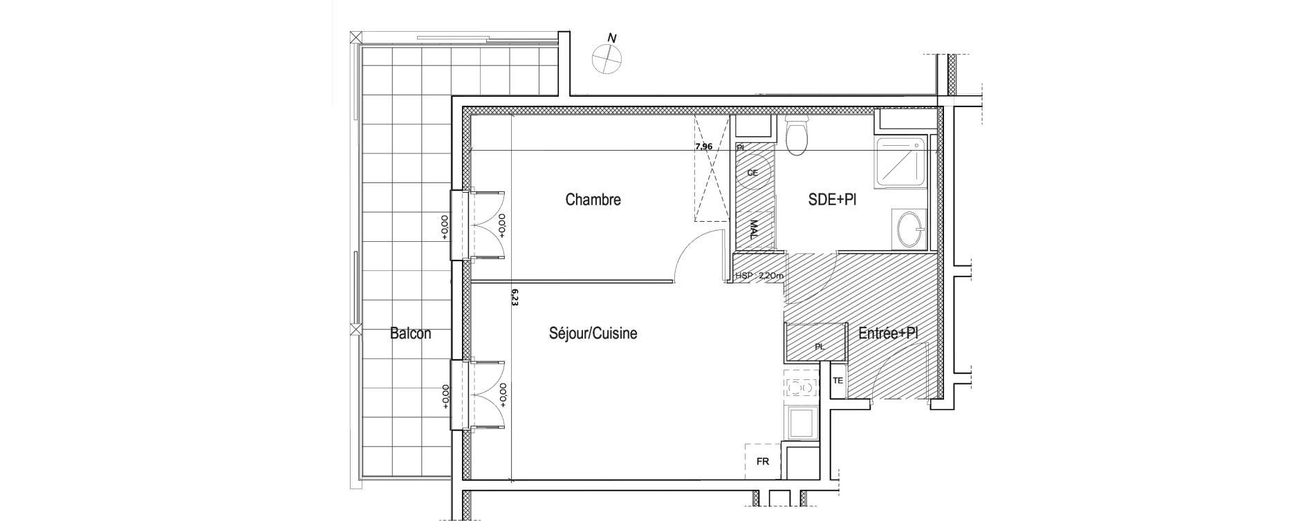 Appartement T2 de 44,35 m2 &agrave; Meyreuil Centre