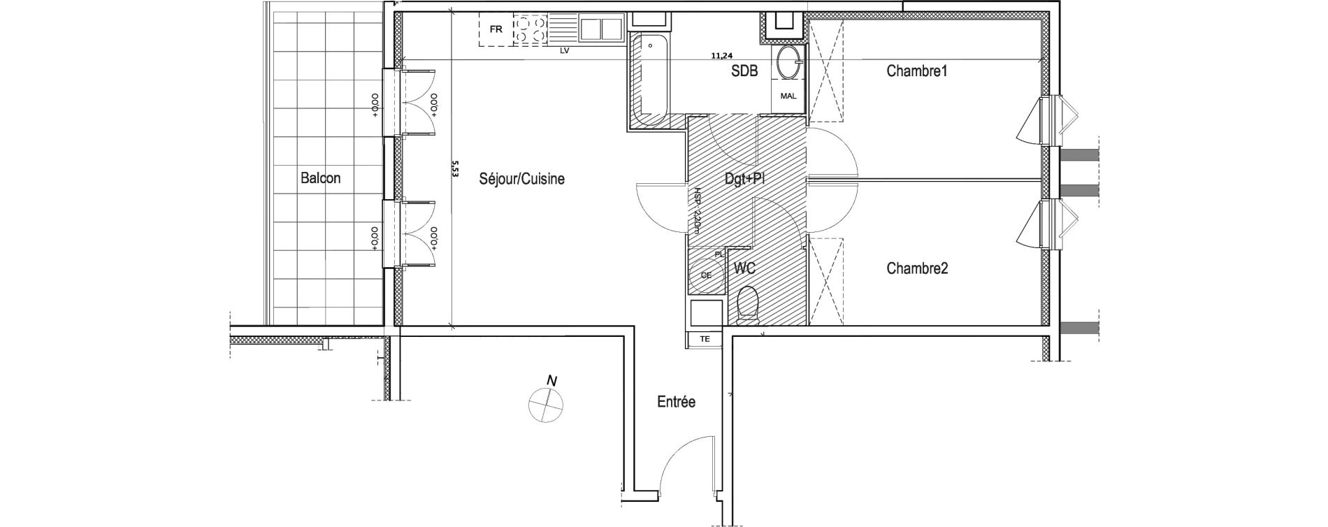 Appartement T3 de 63,70 m2 &agrave; Meyreuil Centre