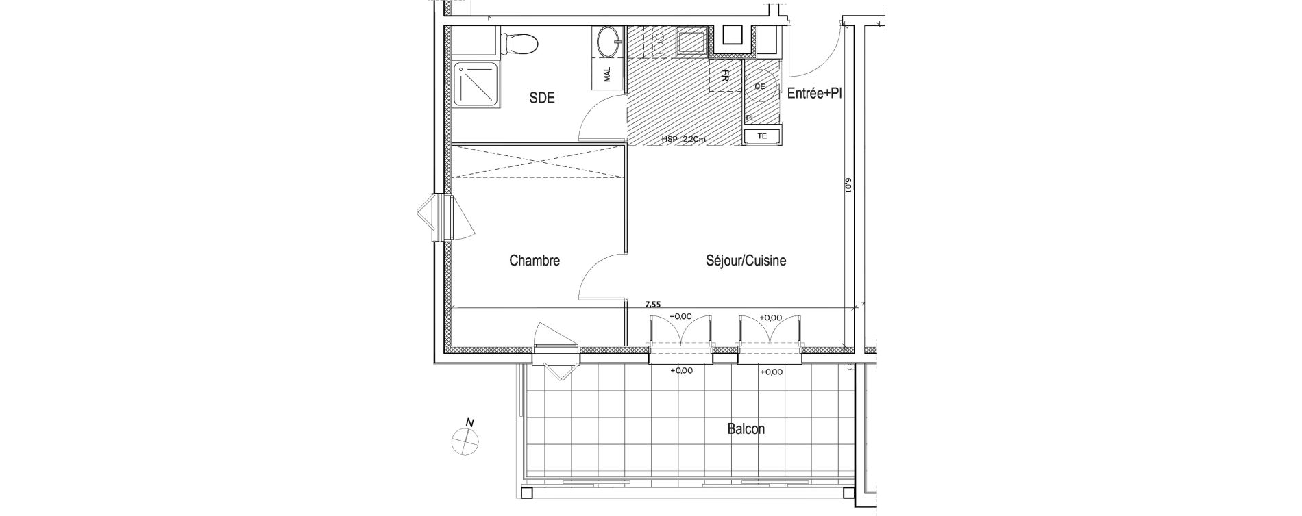 Appartement T2 de 43,05 m2 &agrave; Meyreuil Centre