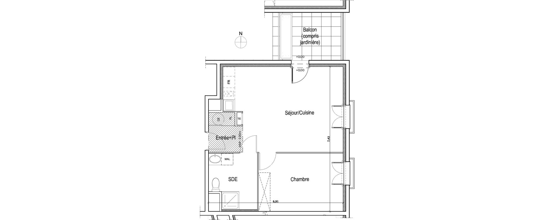 Appartement T2 de 47,91 m2 &agrave; Meyreuil Centre