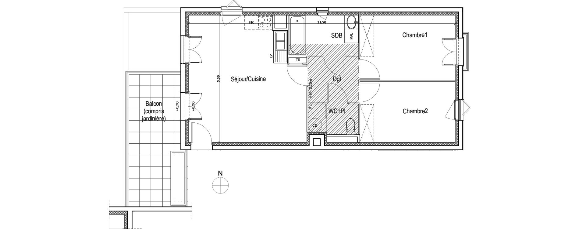 Appartement T3 de 60,69 m2 &agrave; Meyreuil Centre