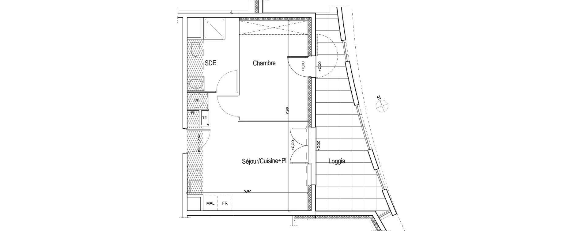 Appartement T2 de 38,12 m2 &agrave; Meyreuil Centre