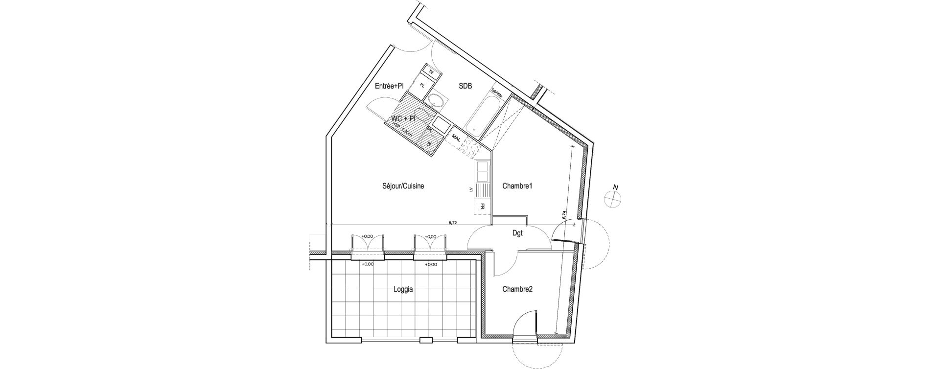 Appartement T3 de 61,64 m2 &agrave; Meyreuil Centre