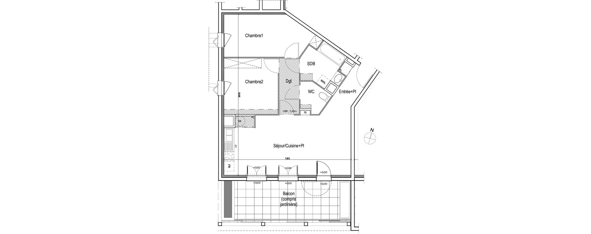 Appartement T3 de 67,52 m2 &agrave; Meyreuil Centre