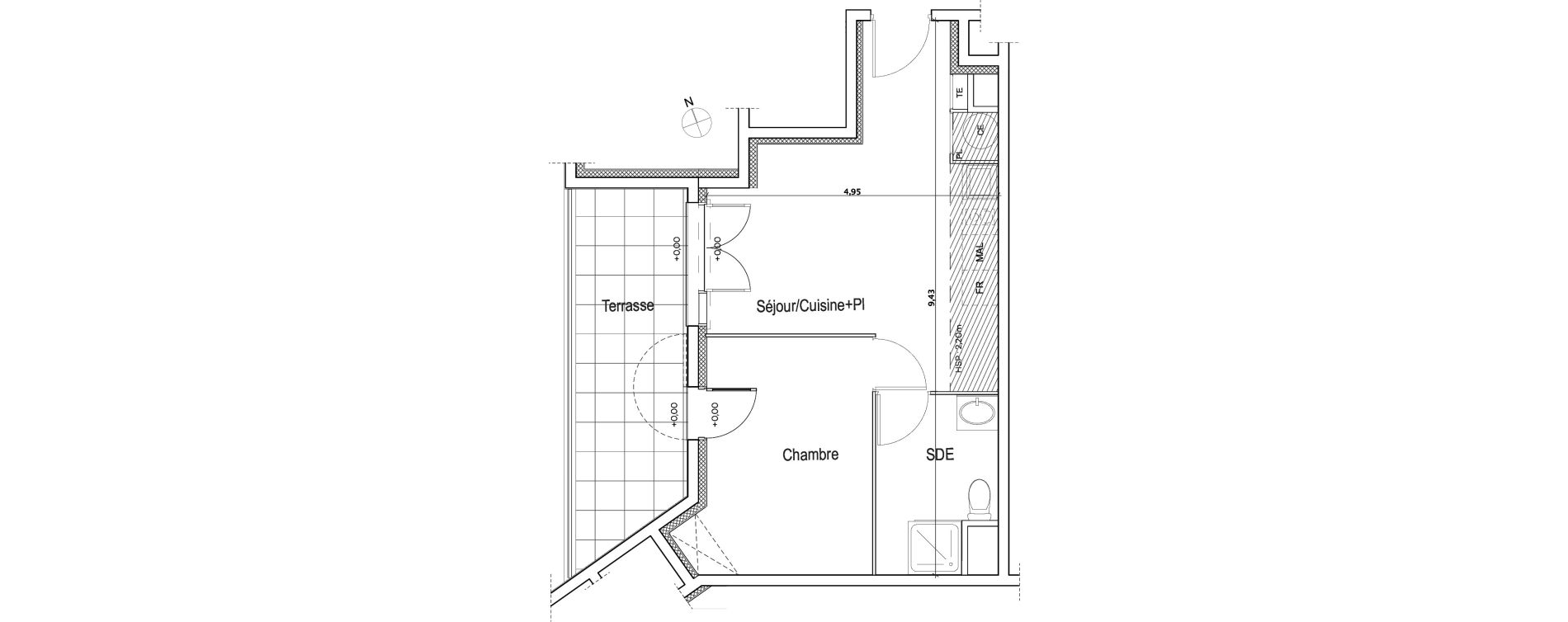 Appartement T2 de 38,60 m2 &agrave; Meyreuil Centre