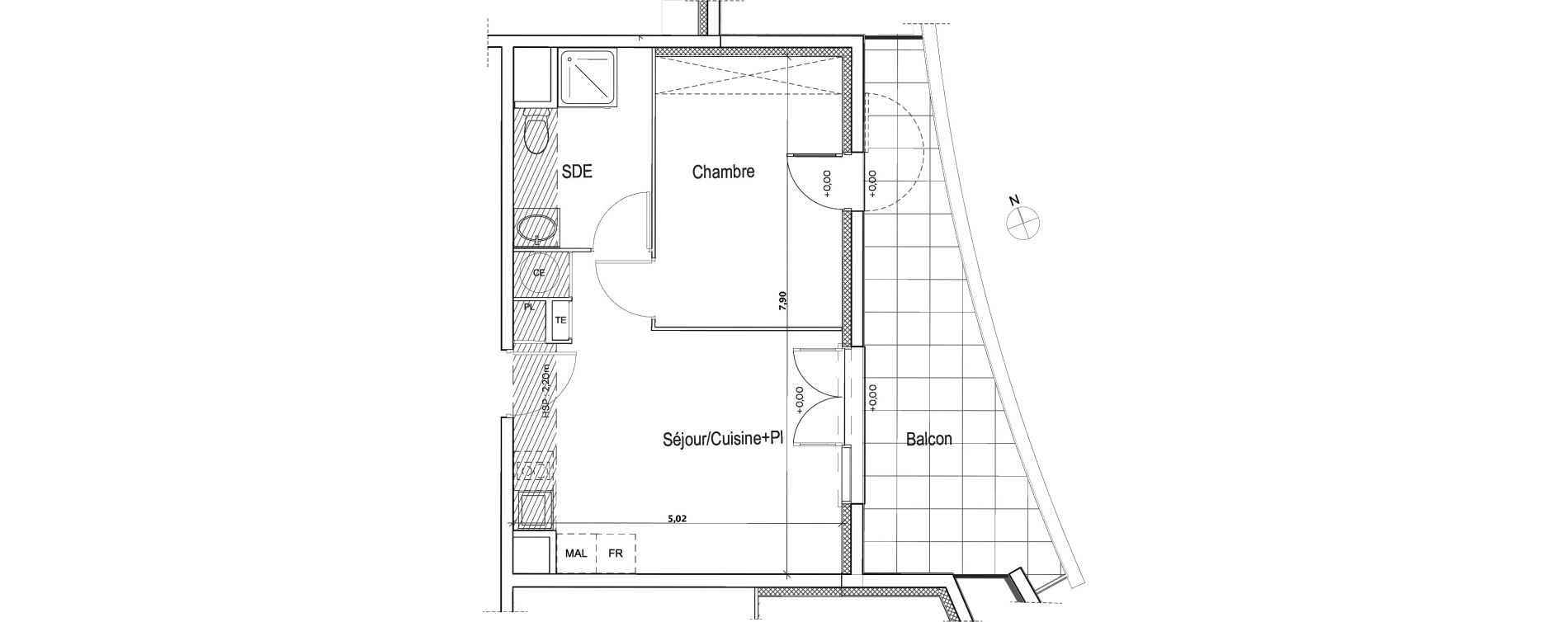 Appartement T2 de 38,12 m2 &agrave; Meyreuil Centre