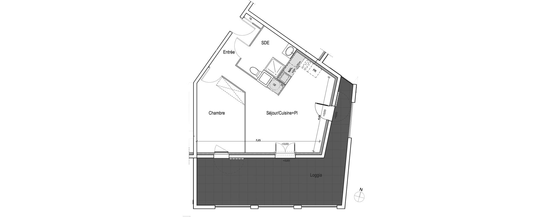 Appartement T2 de 47,42 m2 &agrave; Meyreuil Centre