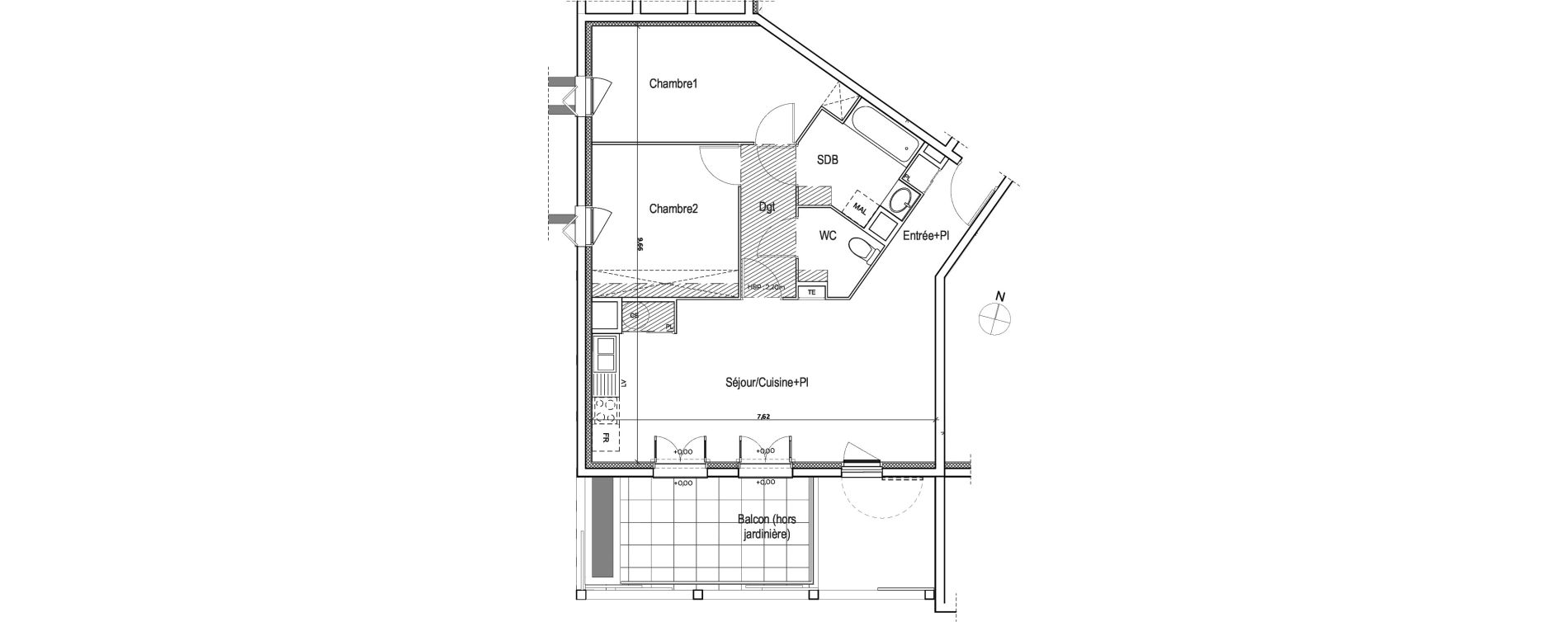 Appartement T3 de 67,52 m2 &agrave; Meyreuil Centre