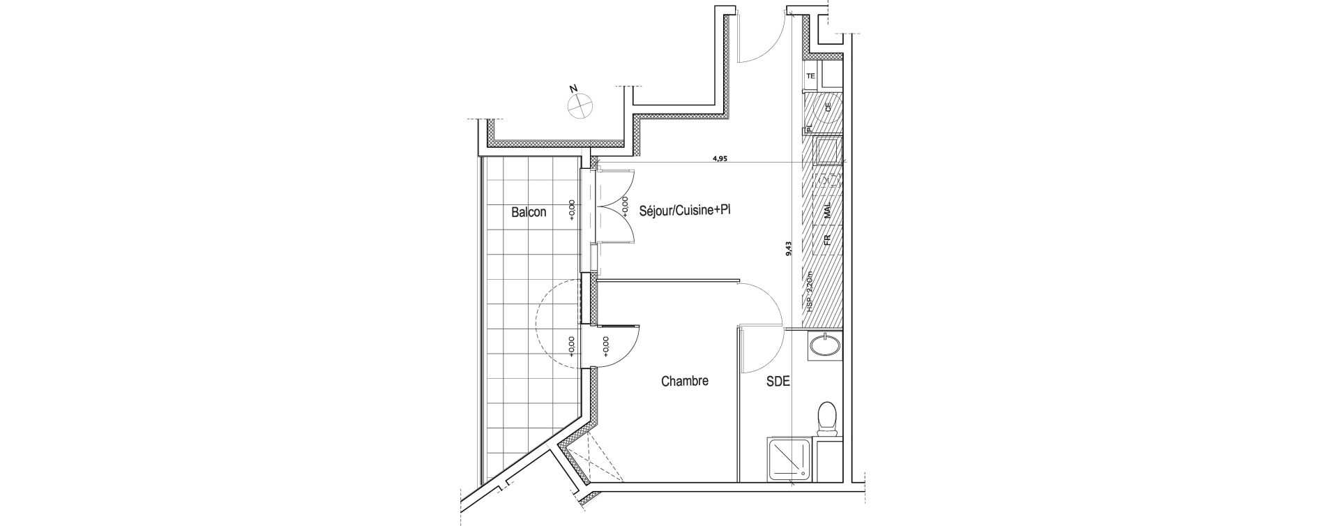 Appartement T2 de 38,60 m2 &agrave; Meyreuil Centre