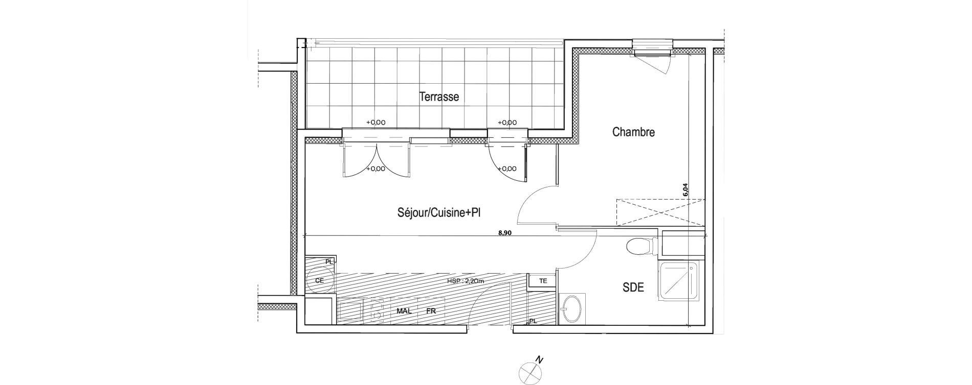 Appartement T2 de 39,71 m2 &agrave; Meyreuil Centre