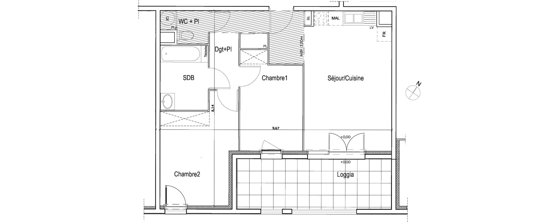 Appartement T3 de 60,89 m2 &agrave; Meyreuil Centre