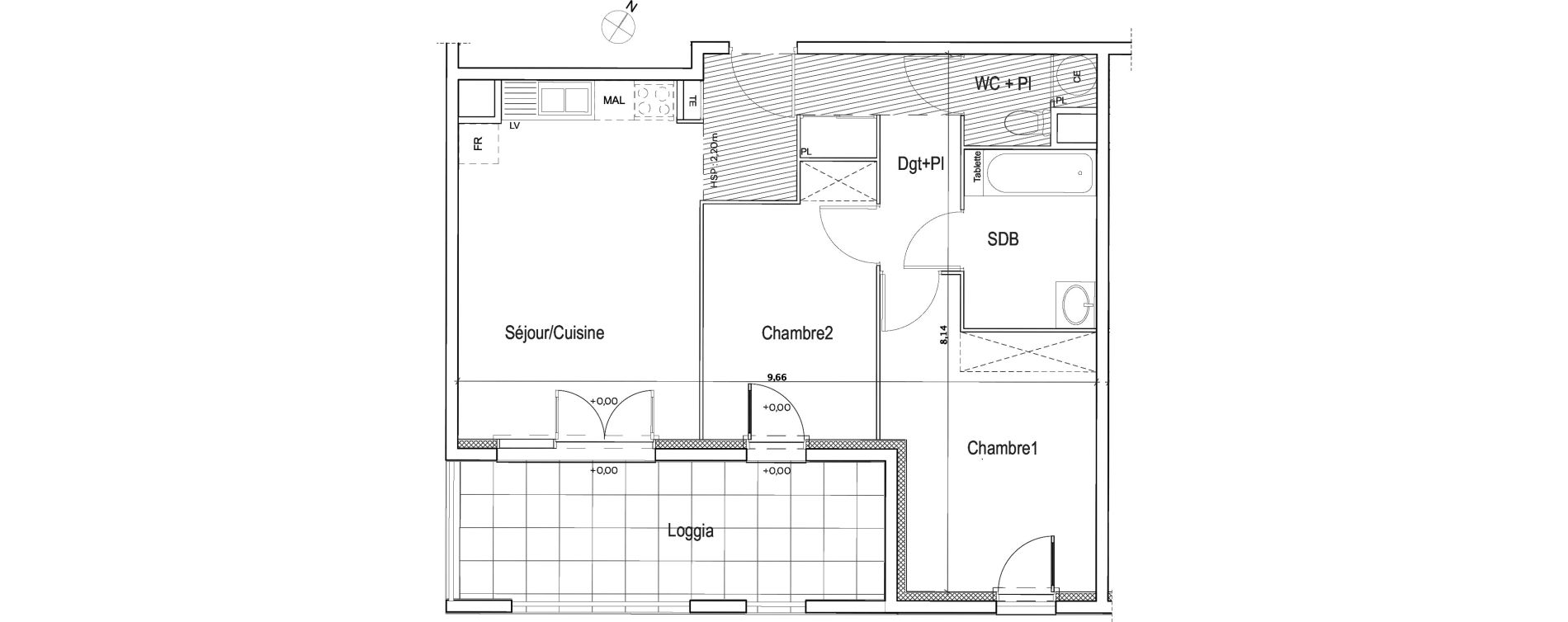 Appartement T3 de 59,36 m2 &agrave; Meyreuil Centre