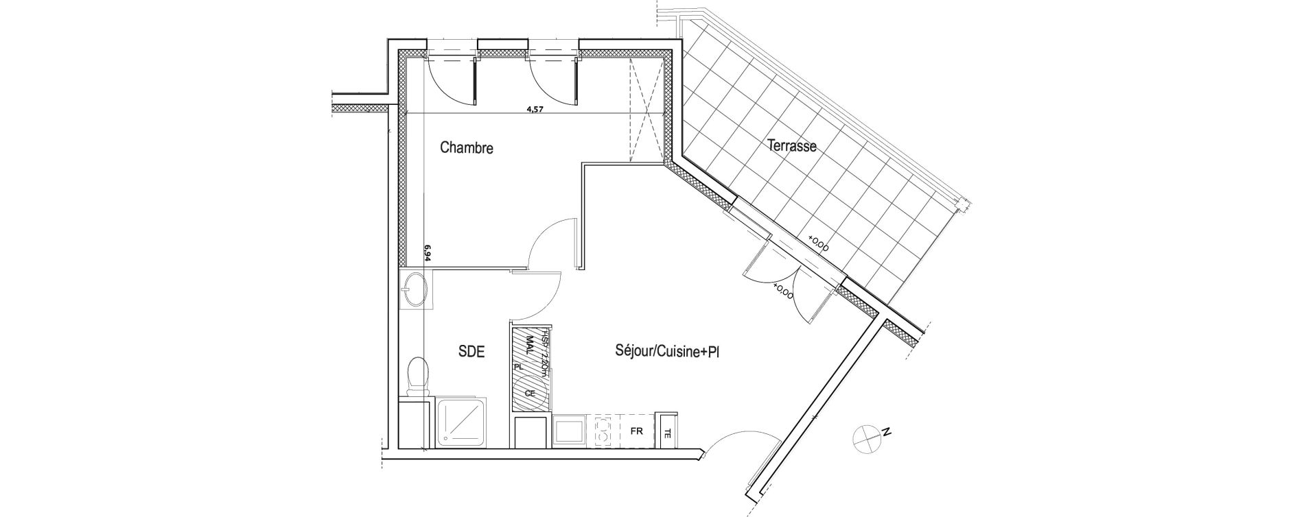 Appartement T2 de 42,55 m2 &agrave; Meyreuil Centre