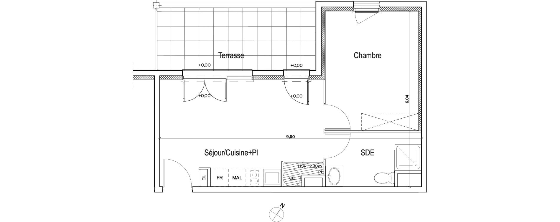 Appartement T2 de 39,07 m2 &agrave; Meyreuil Centre