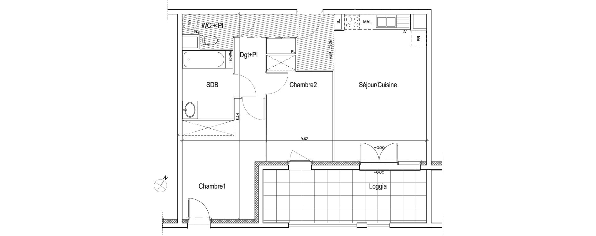 Appartement T3 de 60,92 m2 &agrave; Meyreuil Centre